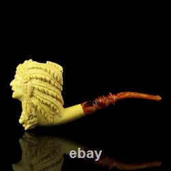 XL ERDOGAN EGE Indian Chief Pipe Block Meerschaum-handmade NEW W CASE#54