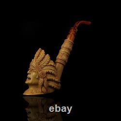 XL ERDOGAN EGE Indian Chief Pipe Block Meerschaum-handmade NEW W CASE#575