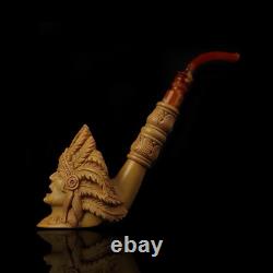 XL ERDOGAN EGE Indian Chief Pipe Block Meerschaum-handmade NEW W CASE#575