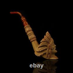 XL ERDOGAN EGE Indian Chief Pipe Block Meerschaum-handmade NEW W CASE#575