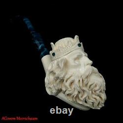 XL KING Block Meerschaum Pipe, Carved Turkish Smoking Pipe, Vintage, AGM-466