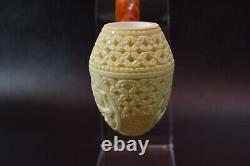 XL ORNATE Bulldog Pipe W Dragon By ALI New Block Meerschaum Handmade W Case-1198