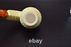 XL ORNATE Bulldog Pipe W Dragon By ALI New Block Meerschaum Handmade W Case-1198