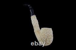 XL Ornate Egg PIPE BLOCK MEERSCHAUM-NEW-HAND CARVED Collectors Pipe W Case#1523