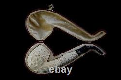 XL Ornate Egg PIPE BLOCK MEERSCHAUM-NEW-HAND CARVED Collectors Pipe W Case#1523