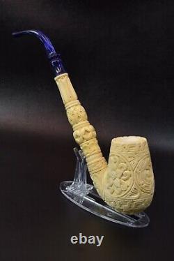 XL Ornate Egg PIPE BLOCK MEERSCHAUM-NEW-HAND CARVED W Case#704