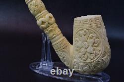 XL Ornate Egg PIPE BLOCK MEERSCHAUM-NEW-HAND CARVED W Case#704