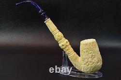 XL Ornate Egg PIPE BLOCK MEERSCHAUM-NEW-HAND CARVED W Case#704