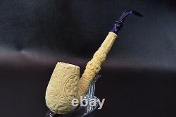 XL Ornate Egg PIPE BLOCK MEERSCHAUM-NEW-HAND CARVED W Case#704