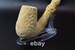 XL Ornate Egg PIPE BLOCK MEERSCHAUM-NEW-HAND CARVED W Case#704
