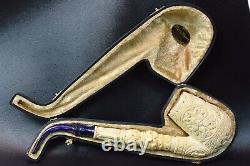 XL Ornate Egg PIPE BLOCK MEERSCHAUM-NEW-HAND CARVED W Case#704