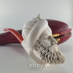 XL Portrait Meerschaum Pipe hancarved block meerschaum by CPW Pipes #6573