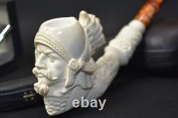 XL Roman Warrior Pipe Block Meerschaum-NEW W CASE#365