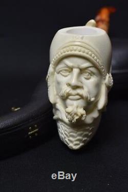 XL Roman Warrior Pipe Block Meerschaum-NEW W CASE#648