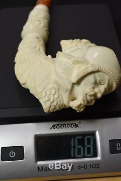 XL Roman Warrior Pipe Block Meerschaum-NEW W CASE#648