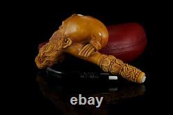 XL SIZE Dunhill Head PIPE-BLOCK MEERSCHAUM-NEW-HANDCARVED- W Case&stand #1186
