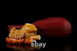 XL SIZE Dunhill Head PIPE-BLOCK MEERSCHAUM-NEW-HANDCARVED- W Case&stand #659