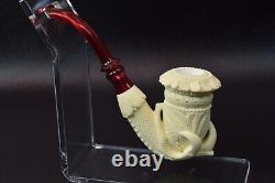 XL SIZE Floral Calabash W Claw Pipe-BLOCK MEERSCHAUM-NEW-HAND CARVED W Case#296
