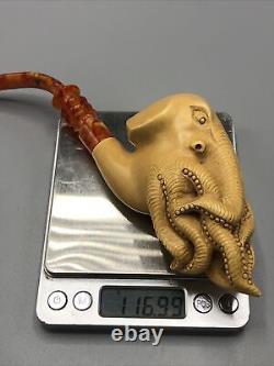 XL SIZE OCTOPUS Pipe By ALI New-block Meerschaum Handmade With Case#57