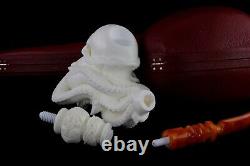 XL SIZE Octopus Skull Pipe By Altay Block Meerschaum Handmade NEW With Case#536