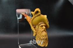 XL Size KENAN Cavalier figure Pipe Block Meerschaum-NEW W CASE#468