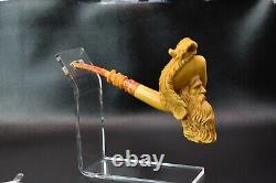 XL Size KENAN Cavalier figure Pipe Block Meerschaum-NEW W CASE#468