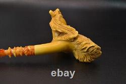 XL Size KENAN Cavalier figure Pipe Block Meerschaum-NEW W CASE#468