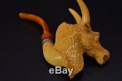XL Size Mountain Goat Pipe BY SADIK YANIK Block Meerschaum-NEW W CASE#708