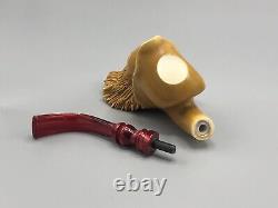 XL Size Skull Pipe By ALI New-block Meerschaum Handmade With Case#1773