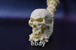 XL Size Skull Pipe W Skeleton Hand SADIK YANIK Block Meerschaum-NEW W CASE#1153