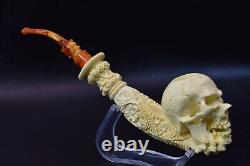 XL Size Skull Pipe W Skeleton Hand SADIK YANIK Block Meerschaum-NEW W CASE#1153