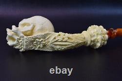 XL Size Skull Pipe W Skeleton Hand SADIK YANIK Block Meerschaum-NEW W CASE#1154