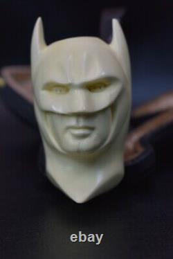 XL Smooth Batman Pipe By ALI New Block Meerschaum Handmade W Case-Stand#1114