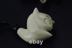 XL Smooth Batman Pipe By ALI New Block Meerschaum Handmade W Case-Stand#1114