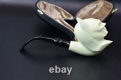 XL Smooth Batman Pipe By ALI New Block Meerschaum Handmade W Case-Stand#1114