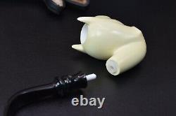 XL Smooth Batman Pipe By ALI New Block Meerschaum Handmade W Case-Stand#1114