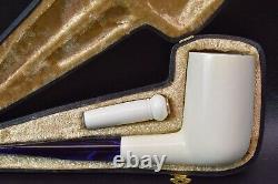 XL TALL CHIMNEY PIPE BLOCK MEERSCHAUM-NEW-HAND CARVED W Case#120