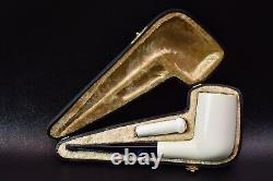 XL TALL CHIMNEY PIPE BLOCK MEERSCHAUM-NEW-HAND CARVED W Case#120