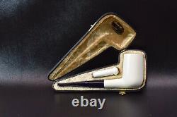 XL TALL CHIMNEY PIPE BLOCK MEERSCHAUM-NEW-HAND CARVED W Case#120