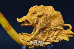 XL Wild Boar Pipe BY SADIK YANIK Block Meerschaum-NEW W CASE#742