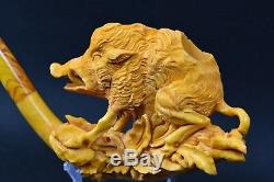 XL Wild Boar Pipe BY SADIK YANIK Block Meerschaum-NEW W CASE#742