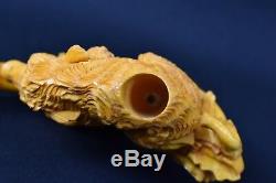 XL Wild Boar Pipe BY SADIK YANIK Block Meerschaum-NEW W CASE#742