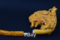 XL Wild Boar Pipe BY SADIK YANIK Block Meerschaum-NEW W CASE#742