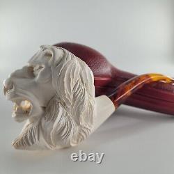 XLarge Lion Meerschaum Pipe hancarved block meerschaum by CPW Pipes #2873