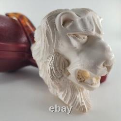 XLarge Lion Meerschaum Pipe hancarved block meerschaum by CPW Pipes #2873