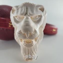 XLarge Lion Meerschaum Pipe hancarved block meerschaum by CPW Pipes #2873