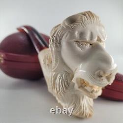 XLarge Lion Meerschaum Pipe hancarved block meerschaum by CPW Pipes #3073