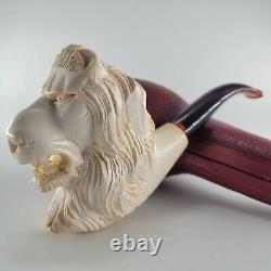 XLarge Lion Meerschaum Pipe hancarved block meerschaum by CPW Pipes #3073