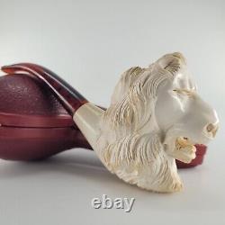 XLarge Lion Meerschaum Pipe hancarved block meerschaum by CPW Pipes #3073