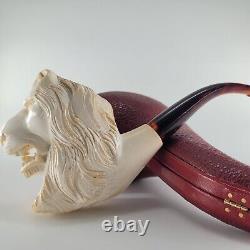 XLarge Lion Meerschaum Pipe hancarved block meerschaum by CPW Pipes #3073